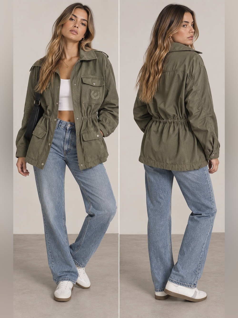 PINK Victoria's Secret Olive Utility Cinch-Waist Jacket